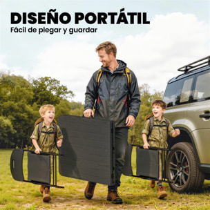 Conjunto de Camping Plegable de 5 Piezas Mesa Plegable Camping con Sillas Incluye 1 Mesa 180x74x74 cm y 4 Sillas Tapa Impermeable HDPE y Estructura de Metal para Acampadas Jardín Pícnic Negro