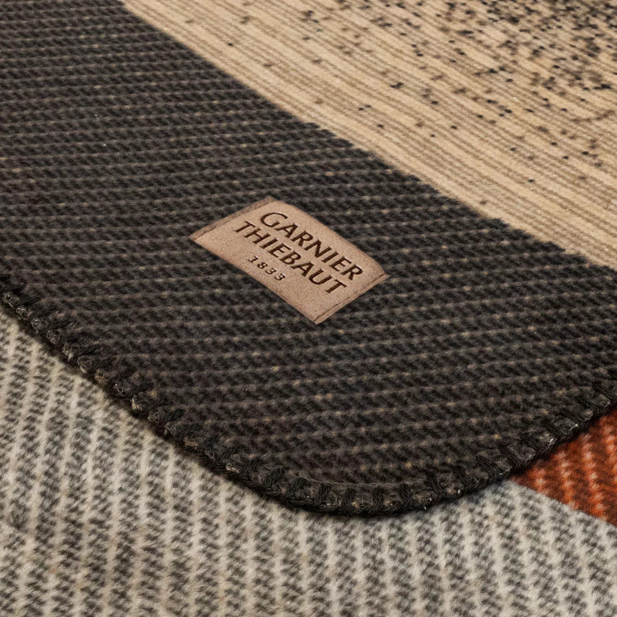Plaid coton mélangé 415 g/m² motif jacquard gris orange Sea waves brique