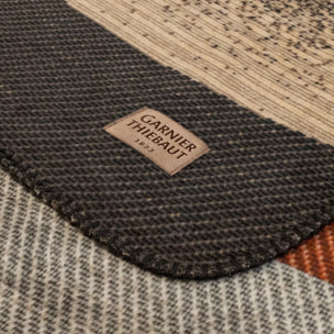 Plaid coton mélangé 415 g/m² motif jacquard gris orange Sea waves brique