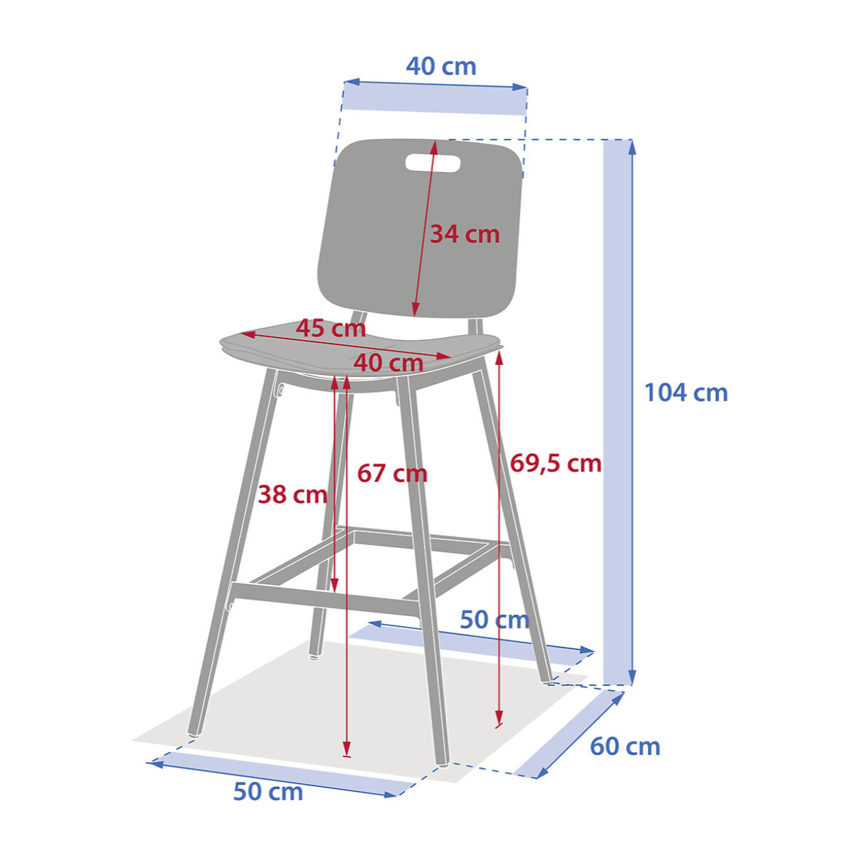 Lot de 2 chaises hautes de jardin "Terzano" argile & beige aluminium