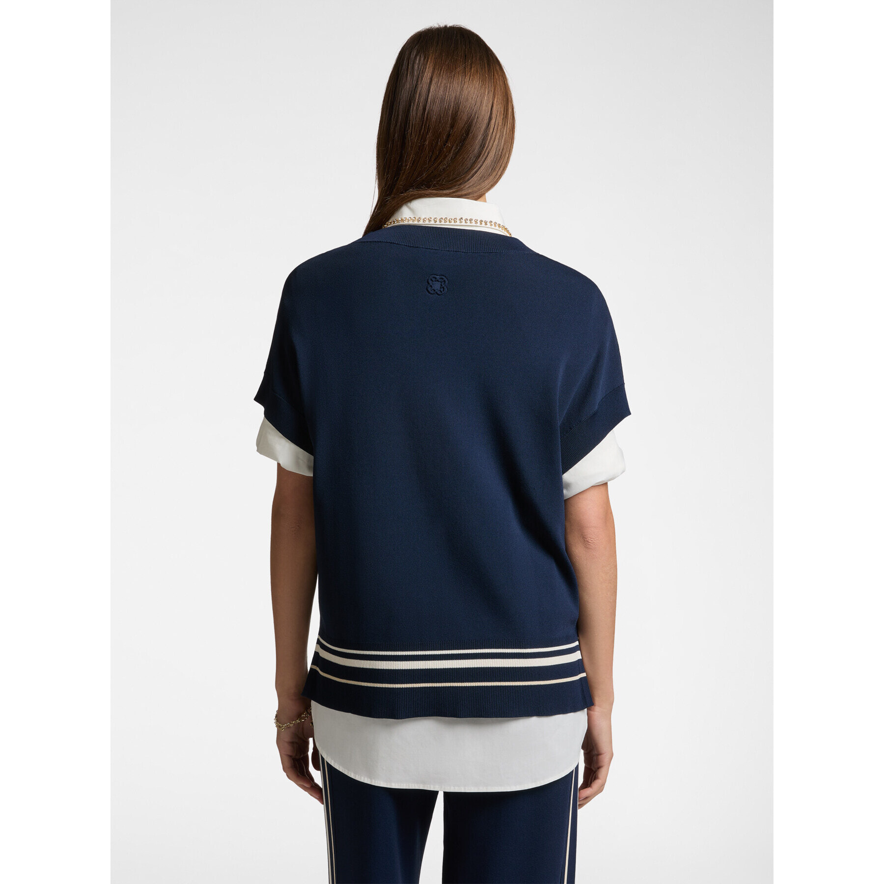 Elena Mirò - Camisa de manga corta con borde de rayas - Azul
