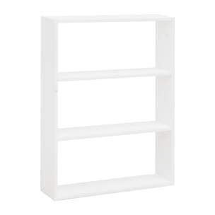 Estantería de madera maciza tono blanco con 2 estantes Alto: 110 Largo: 80 Ancho: 20