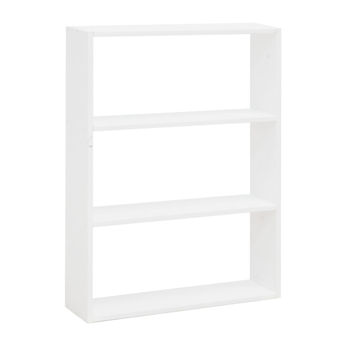 Estantería de madera maciza tono blanco con 2 estantes Alto: 110 Largo: 80 Ancho: 20