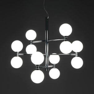 Suspension Tomasucci ALYCIA B, en acier et verre, blanc