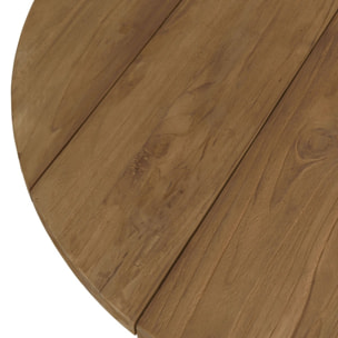 KALLY - Table basse de jardin ronde en bois de teck recyclé naturel D95cm