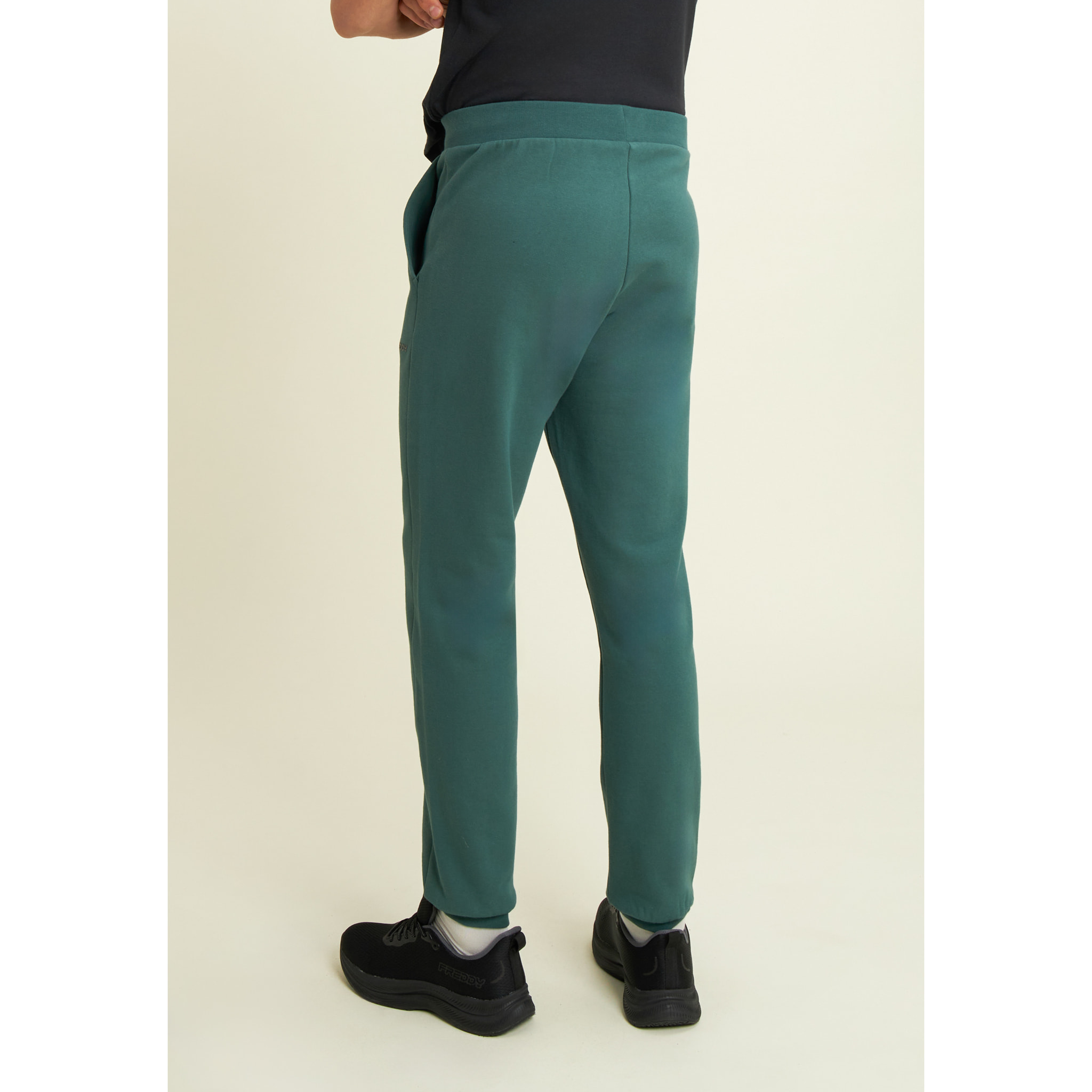 Pantaloni regular in felpa garzata con fondo in costina