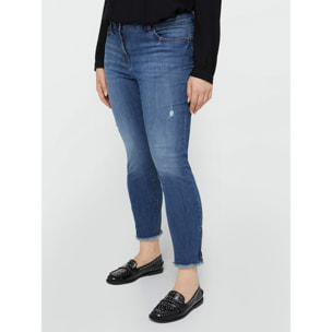 Fiorella Rubino - Jeans skinny push up modello Giada con strappi - Blu