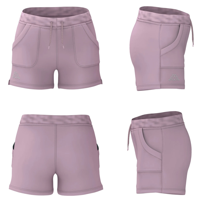 Pantaloni Corti Kappa Donna Logo Caber Viola