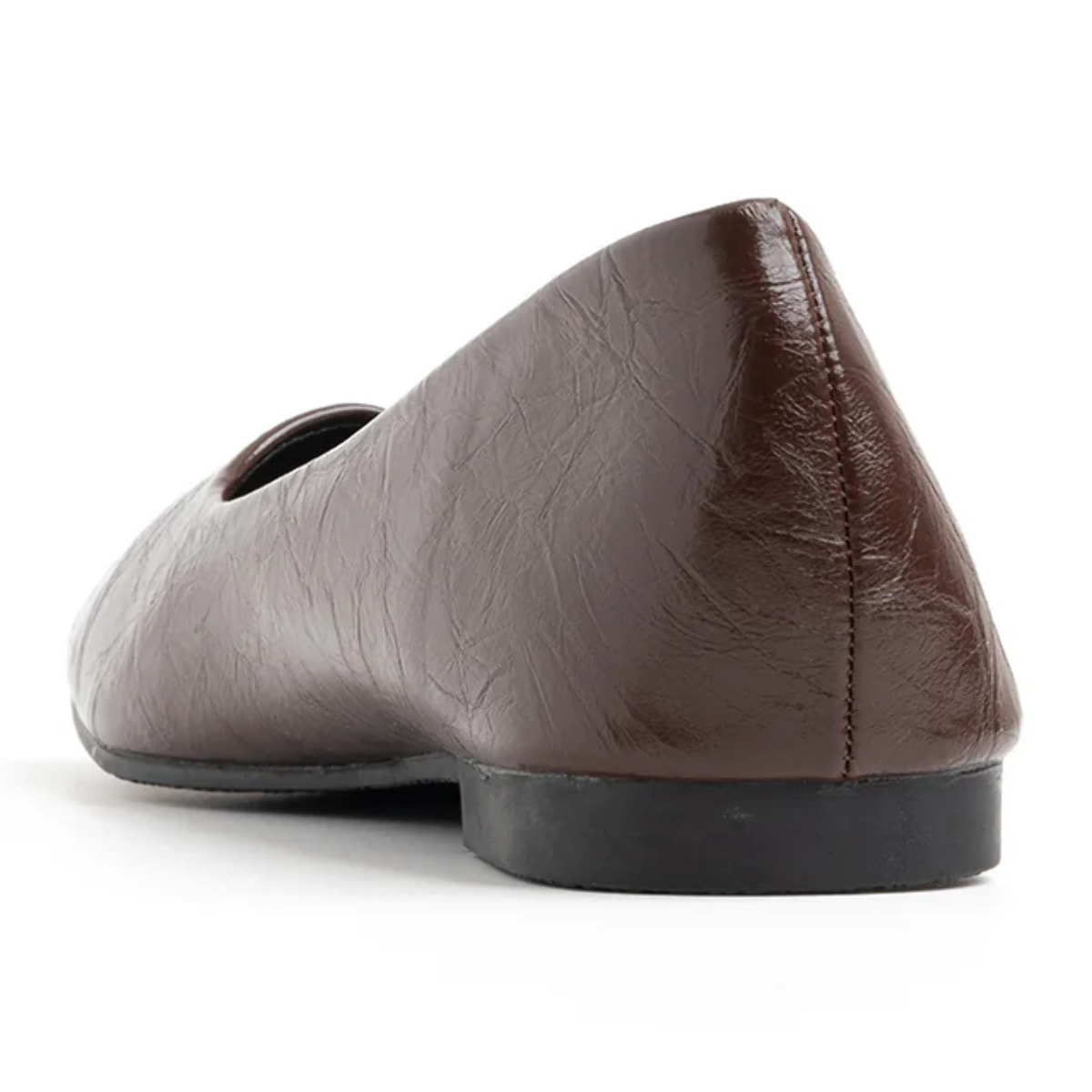 Ballerina con punta squadrata - MARRONE