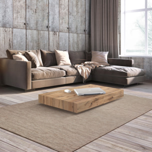 Tavolino CAMOGLI in legno, finitura rovere rustico e metallo verniciato nero trasformabile in tavolo da pranzo 120x80 cm - 220x80 cm altezza da 30 a 77 cm