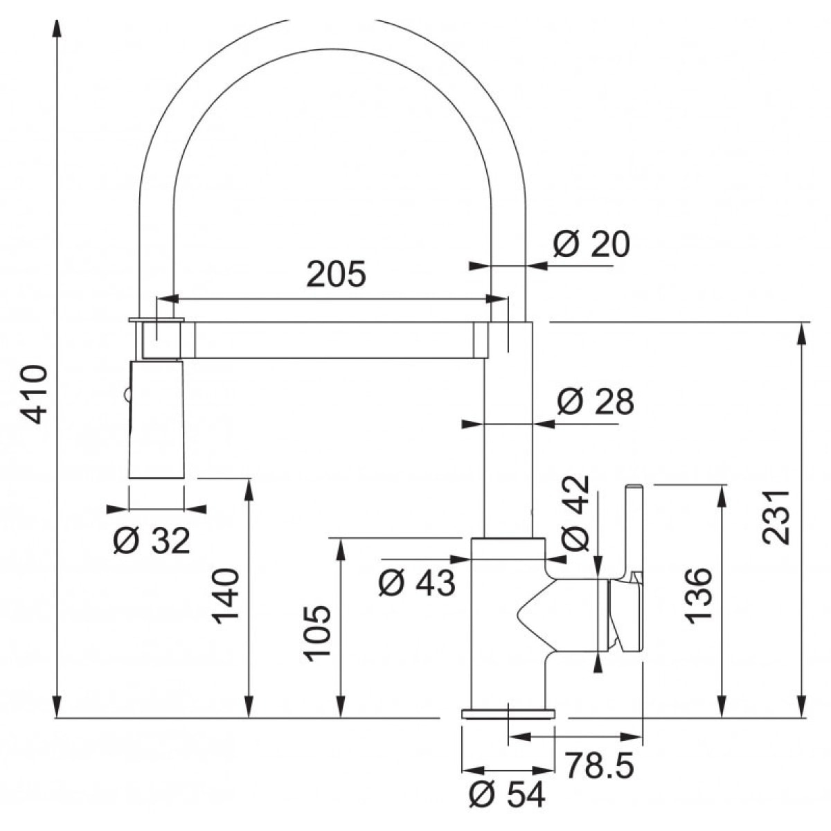 Set Basis Evier 97x50cm avec égouttoir réversible, Fragranit +, Onyx + Noir mat + Mitigeur col de cygne semi-pro avec douchette