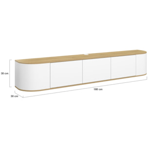 Meuble TV suspendu Elora bois blanc 180cm