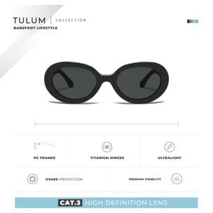 Gafas de Sol Tulum Negro Hanukeii para hombre y mujer