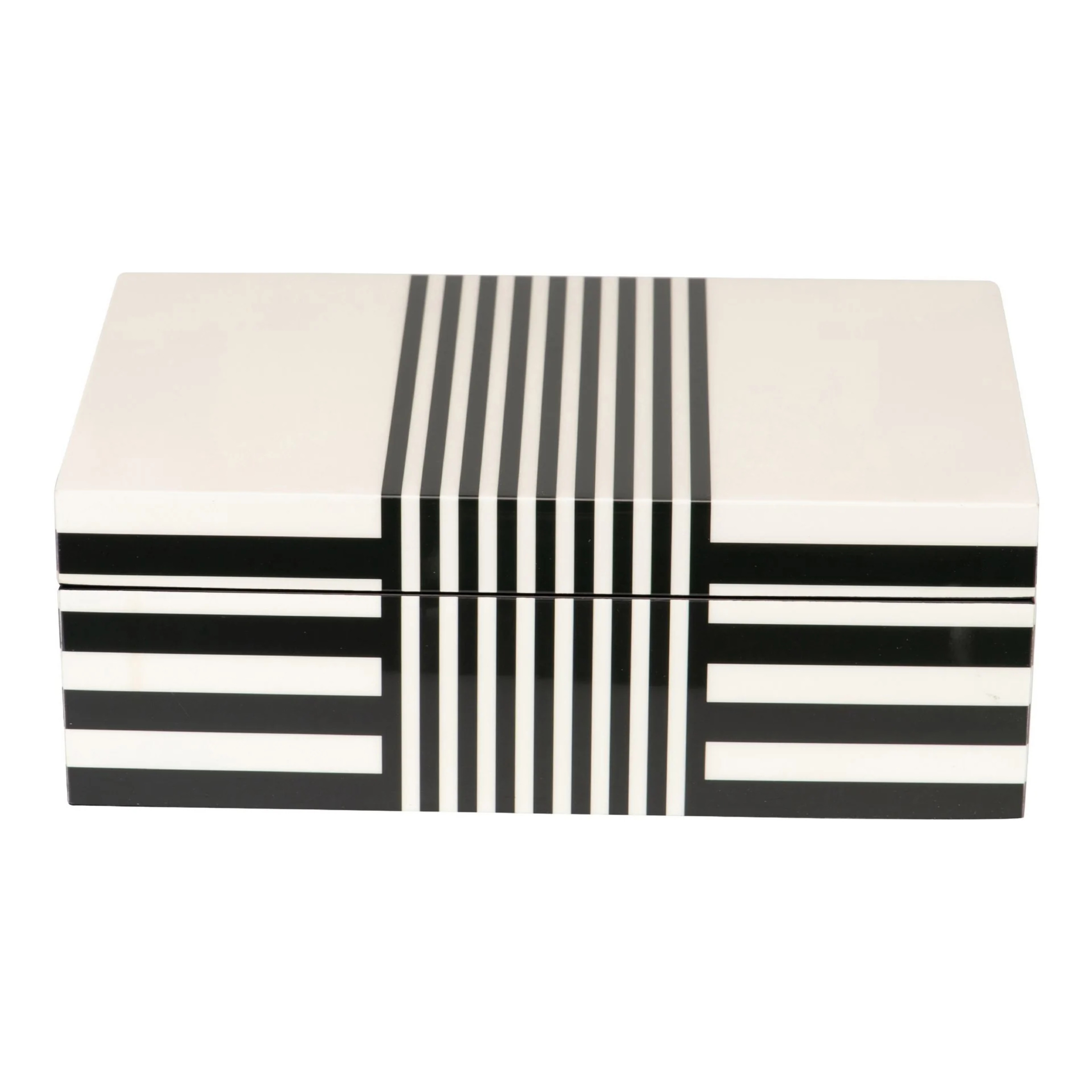 Caja Mdf Lacada Blanca Y Negra 28x18x10 Cm