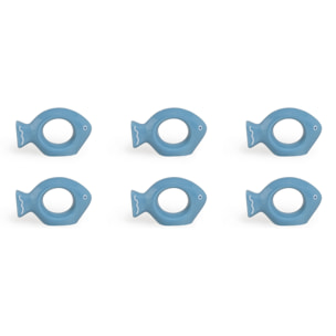 Set 6 Portatovaglioli Excelsa – Ocean, Ceramica Blu