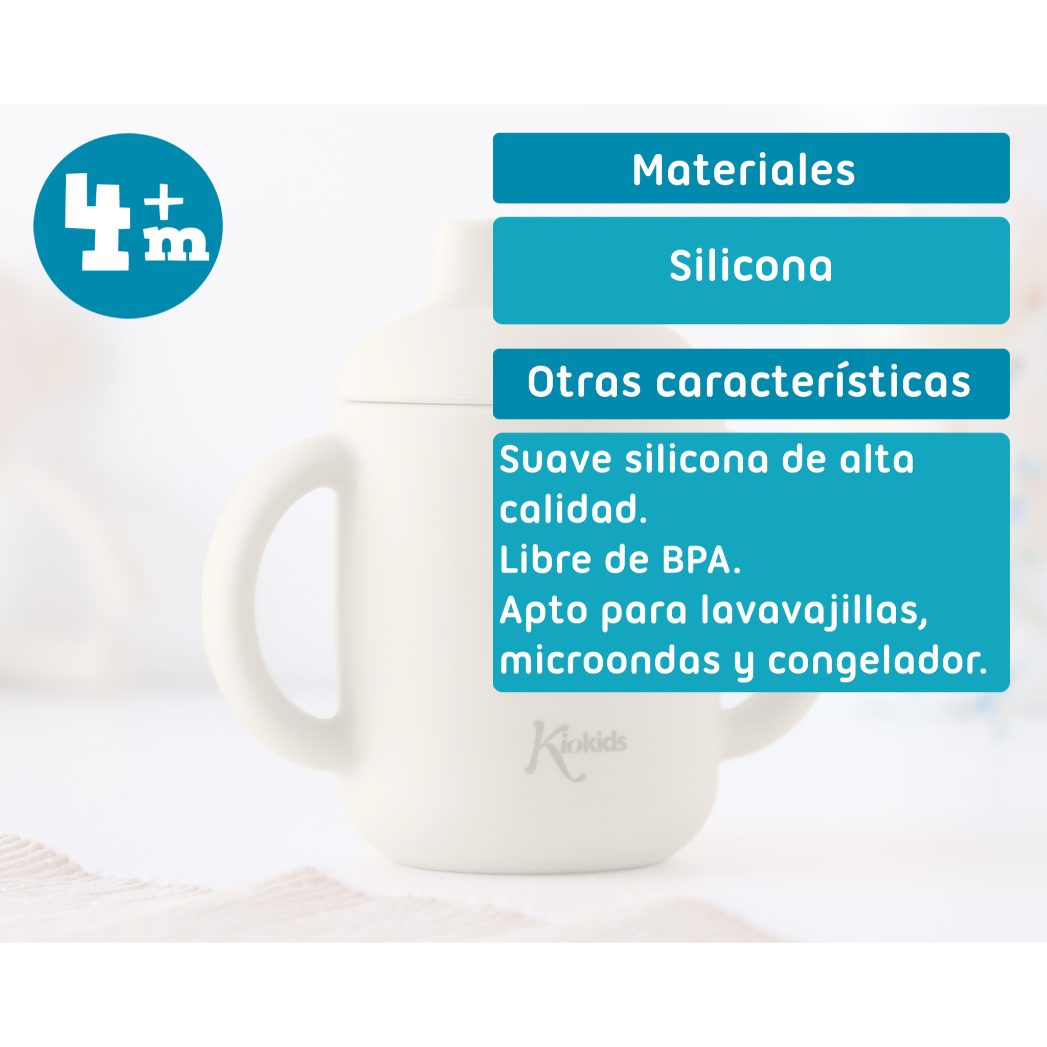 TAZA DE SILICONA BEIGE CON ASAS