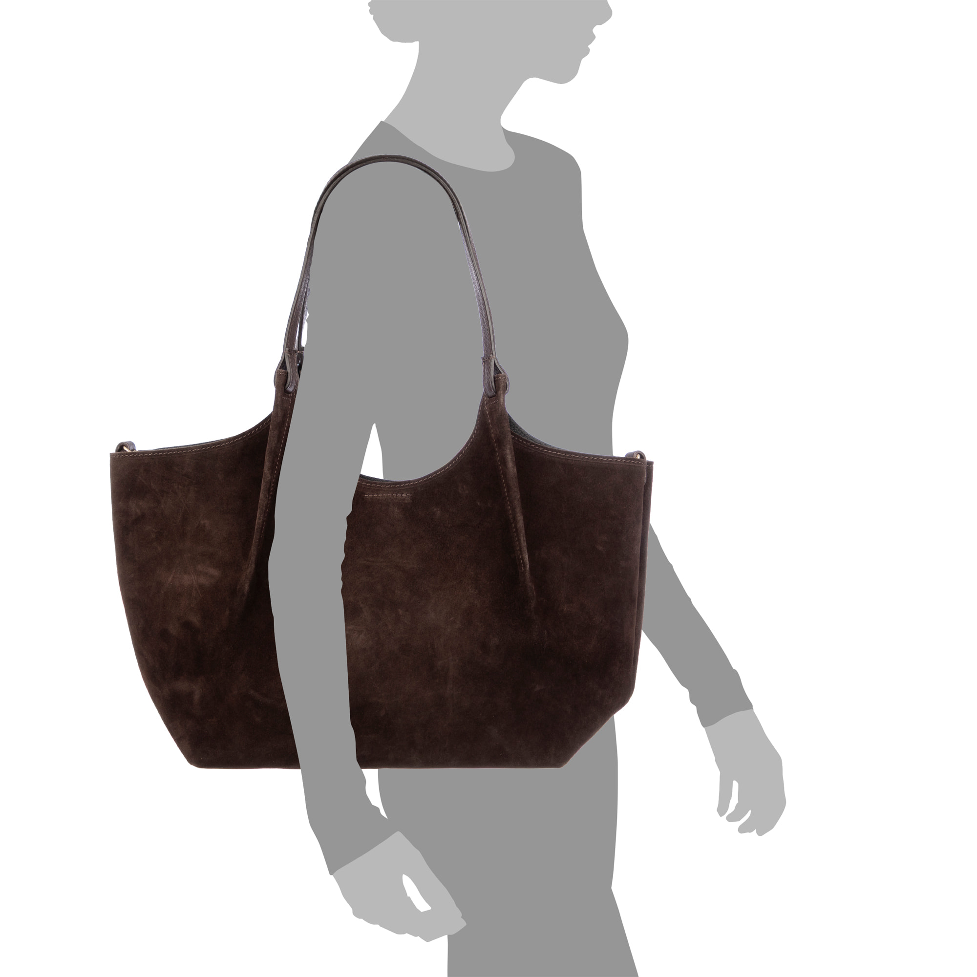 Bascapè Bolso Tote Mujer. Piel auténtica Gamuza.