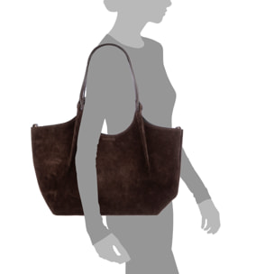 Bascapè Bolso Tote Mujer. Piel auténtica Gamuza.