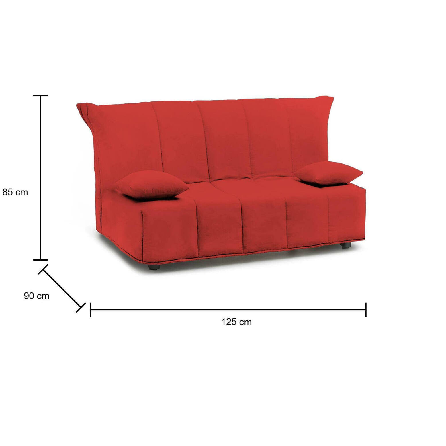 Divano Letto Alisee, Divano a 2 posti, 100% Made in Italy, Sofà Soggiorno con apertura a carrello, in tessuto imbottito, con cuscini inclusi, Cm 125x90h85, Rosso