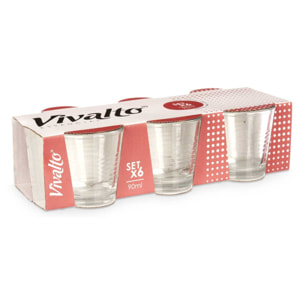 Set 6 vasos cafe 90ml colección vivalto