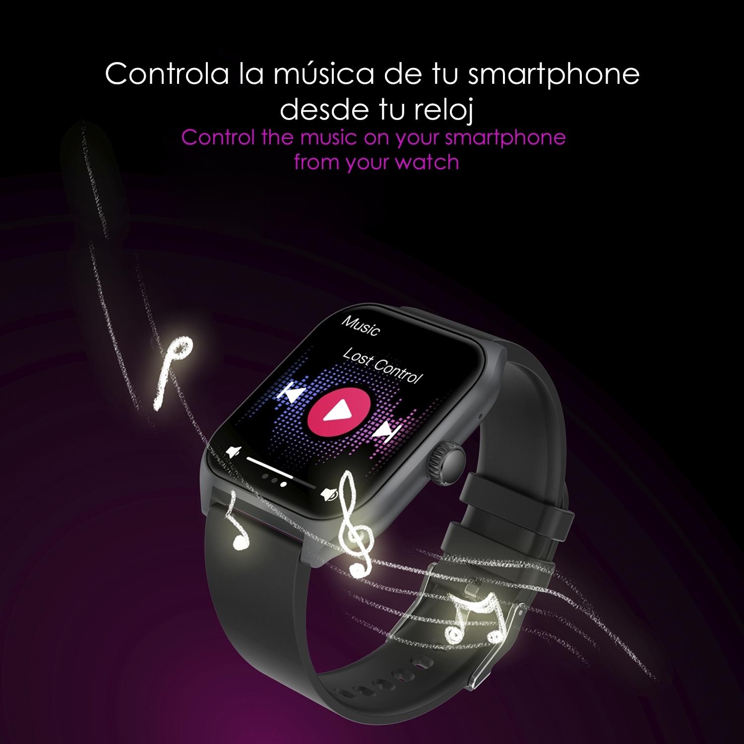 DAM Smartwatch Qx5 con pantalla de 1,96 pulgadas. Llamadas Bluetooth, más de 100 modos deportivos, monitor de glucosa y de tensión.