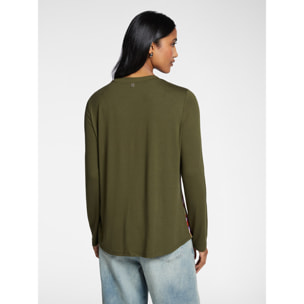 Elena Mirò - Blusa bimaterica stampata - Verde militare