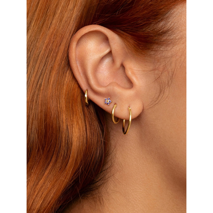 Orecchino Singolo Star Spark Lavender Argento Placcato Oro