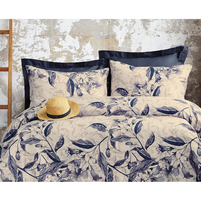 Parure housse de couette et taies oreiller 100% Satin de Coton imprimé