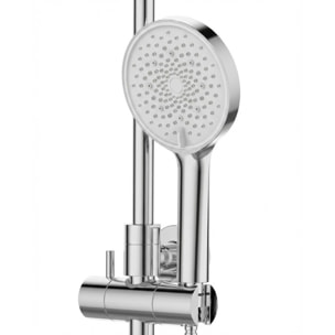 Système de douche mural avec mitigeur monocommande + douche de tête + douchette à main 3 jets, chrome (SATSSPKNEW)