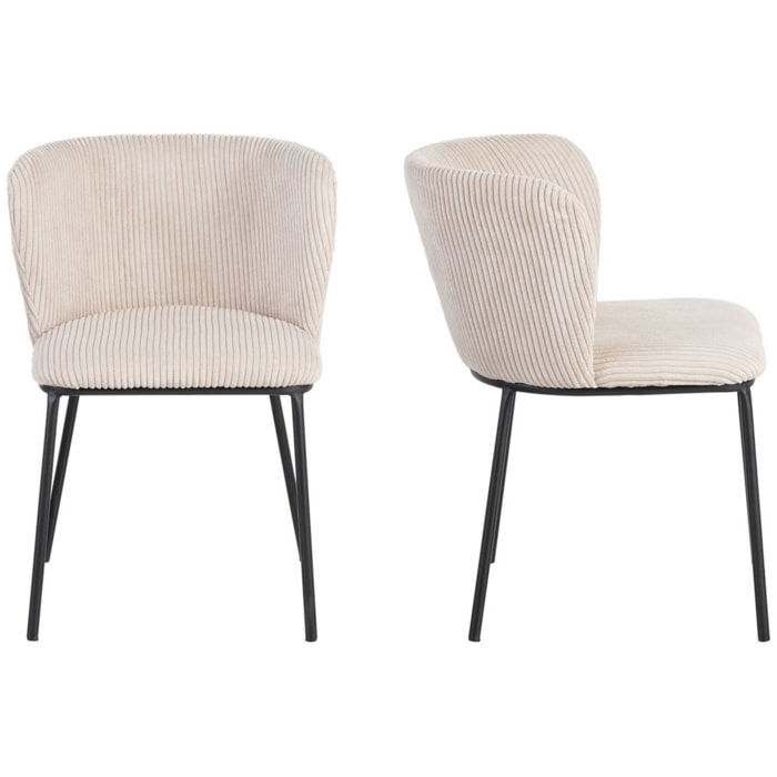 Lot de 2 chaises en velours côtelé - TOMA