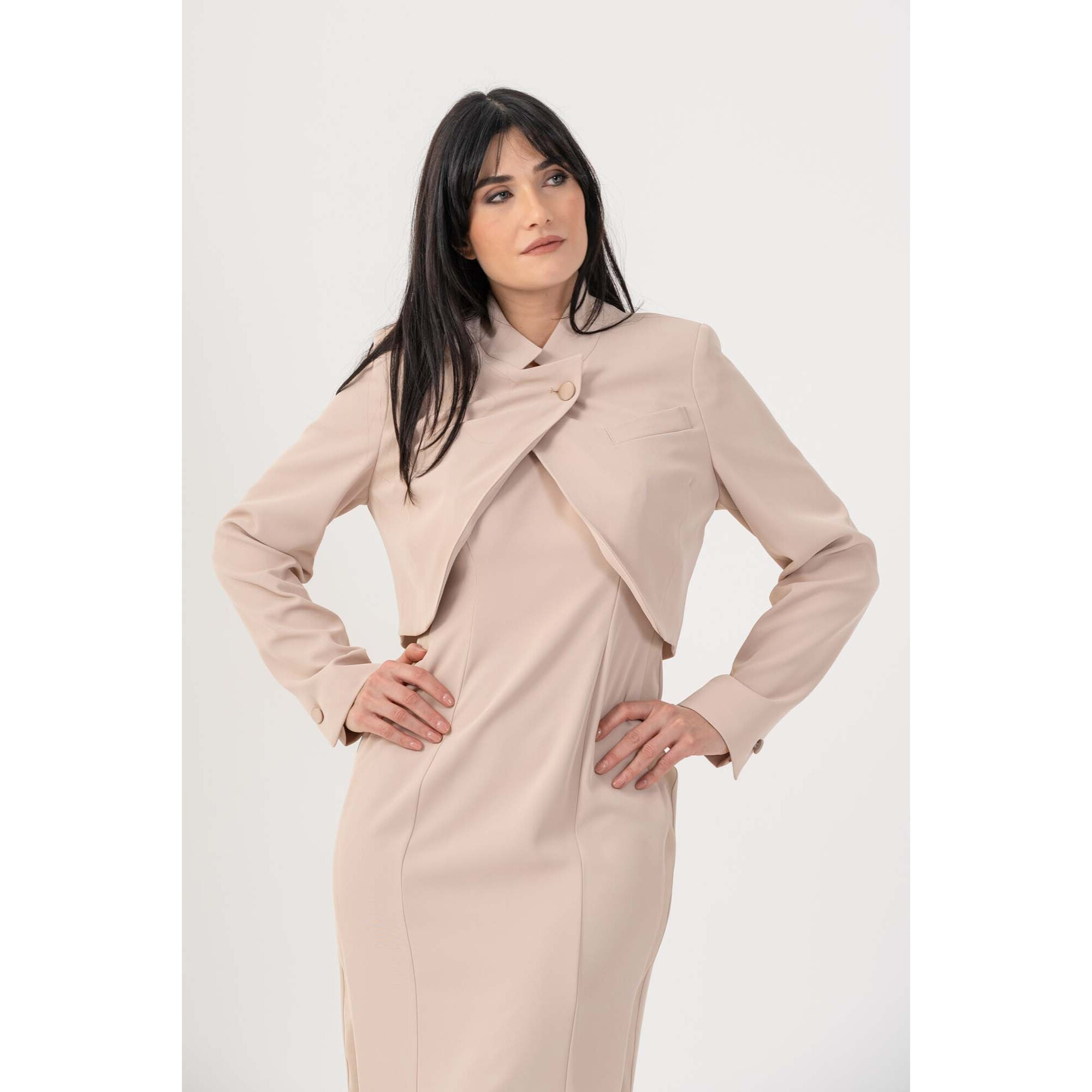 Kocca - Giacca cropped asimmetrica Donna, Tinta unita, Girocollo