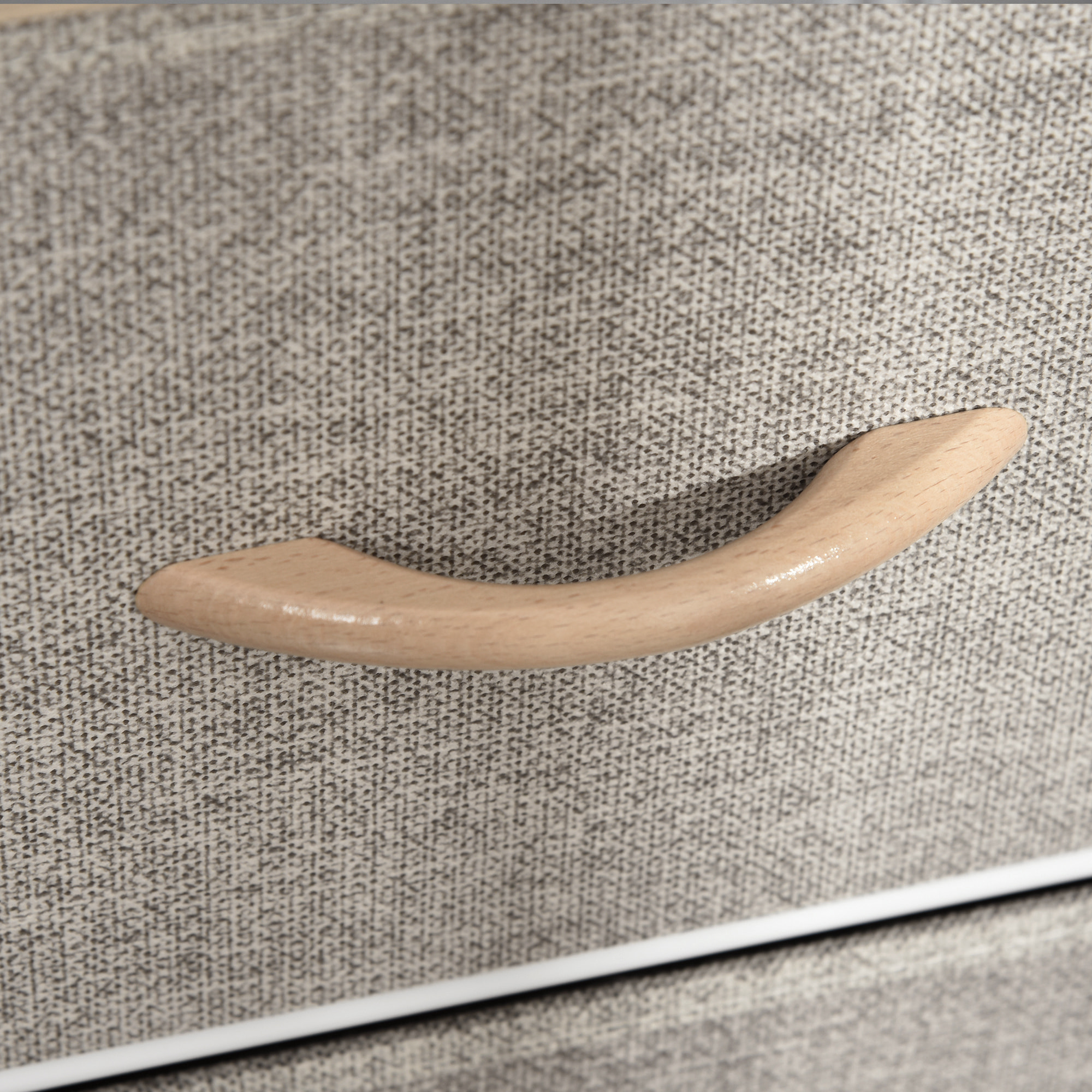 Cajonera de Tela Estrecha, Cómoda de Tela con 3 Cajones Plegables, 2 Estantes Abiertos y Amplia Encimera, Cómoda para Dormitorio, Salón y Pasillo, Natural y Gris Claro