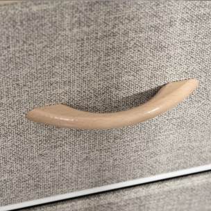 Cajonera de Tela Estrecha, Cómoda de Tela con 3 Cajones Plegables, 2 Estantes Abiertos y Amplia Encimera, Cómoda para Dormitorio, Salón y Pasillo, Natural y Gris Claro