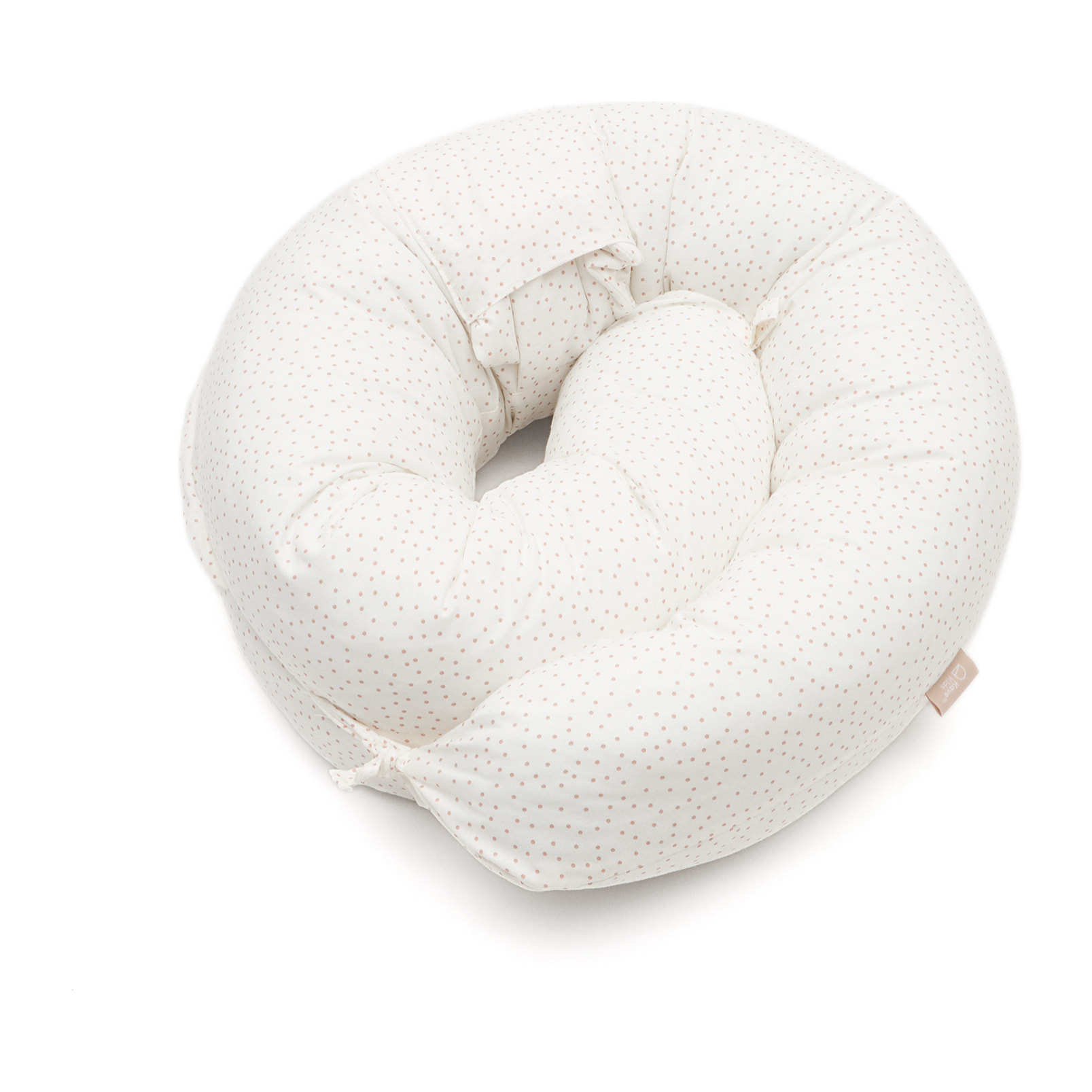 Kave Home - Cuscino per l'allattamento Yamile 100% cotone organico (GOTS) beige con pois rosa