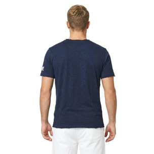 Camiseta de manga corta para hombre de tejido slub con pequeño logo.