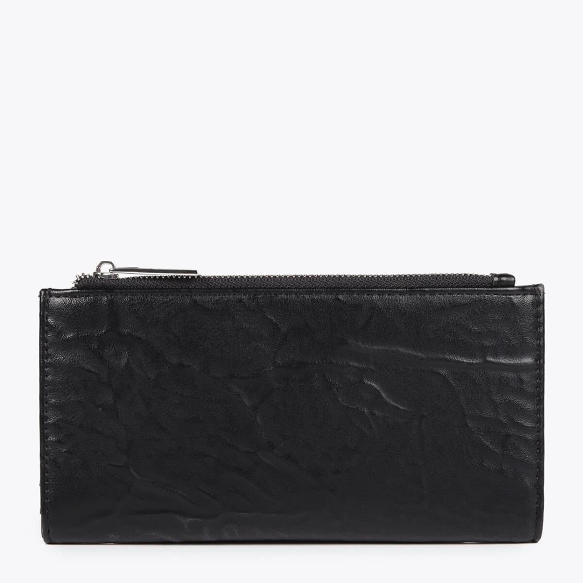 Portafoglio XL con effetto pelle stropicciata e borchie moderne