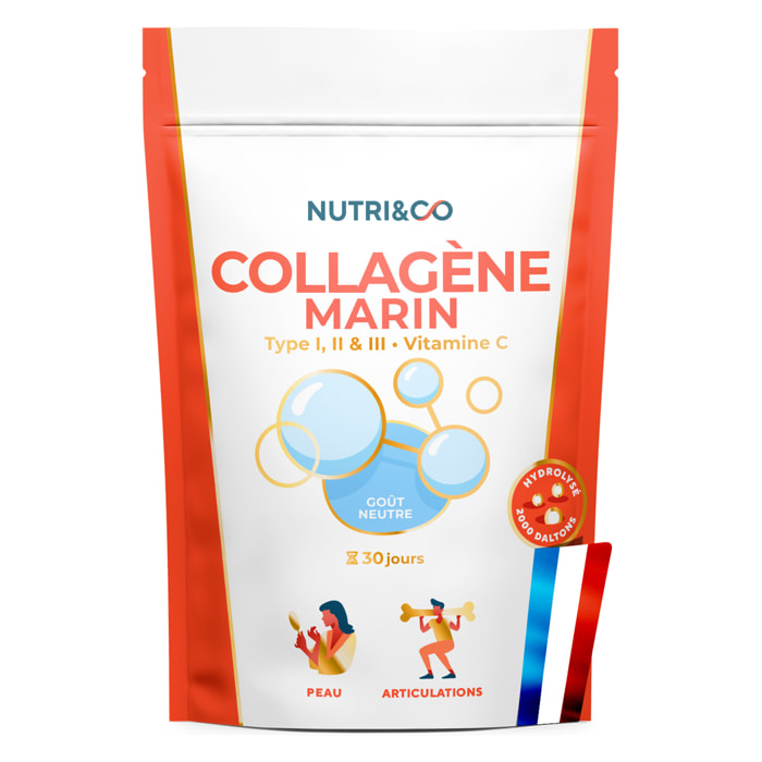 Nutri&Co Collagène Marin Type 1, 2 & 3 Peau & Articulations Goût Neutre - 180g