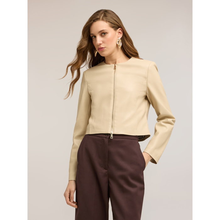 Motivi - Chaqueta corta en tejido revestido - Beige