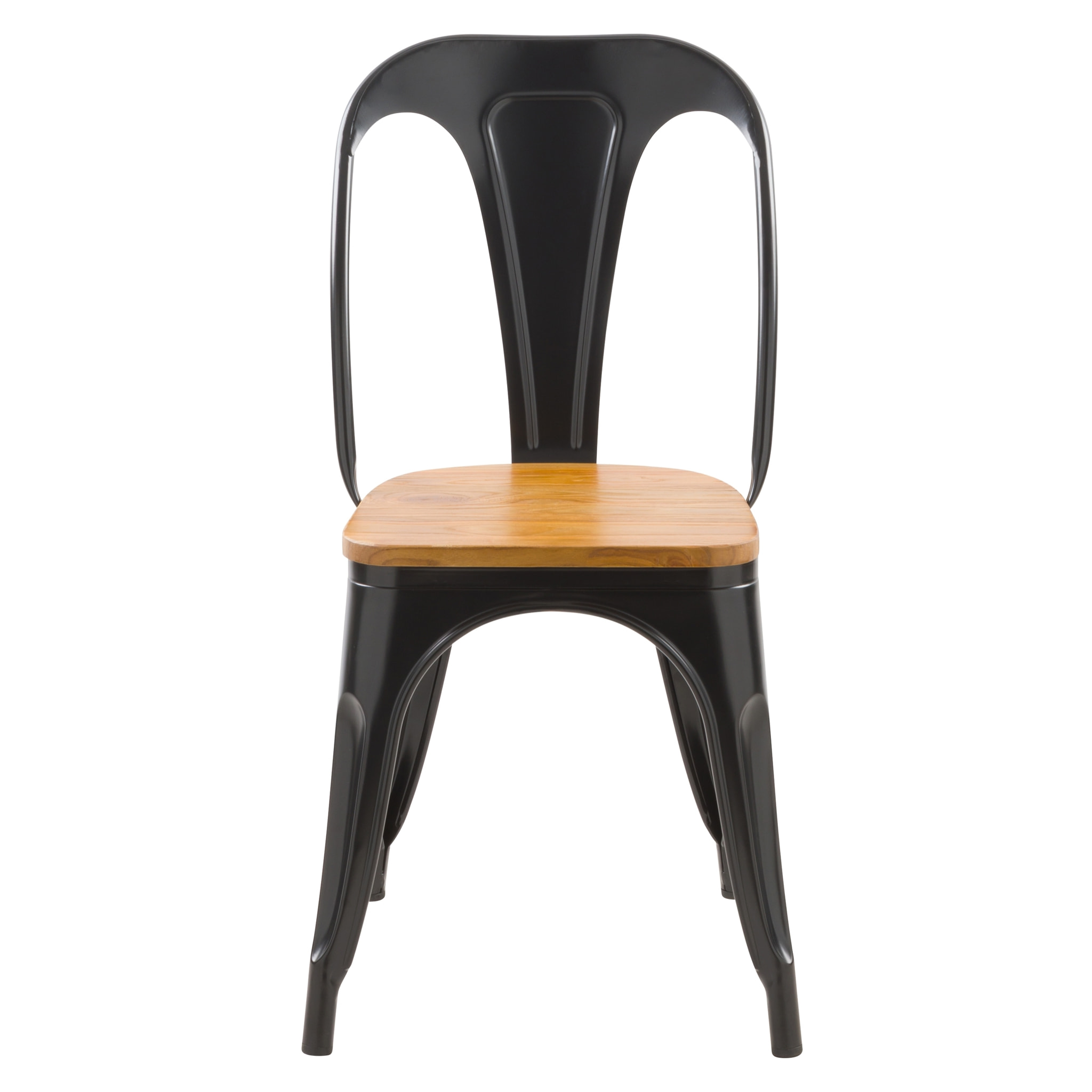 Lot de 2 chaises en métal noir et bois d'orme - Yoanna