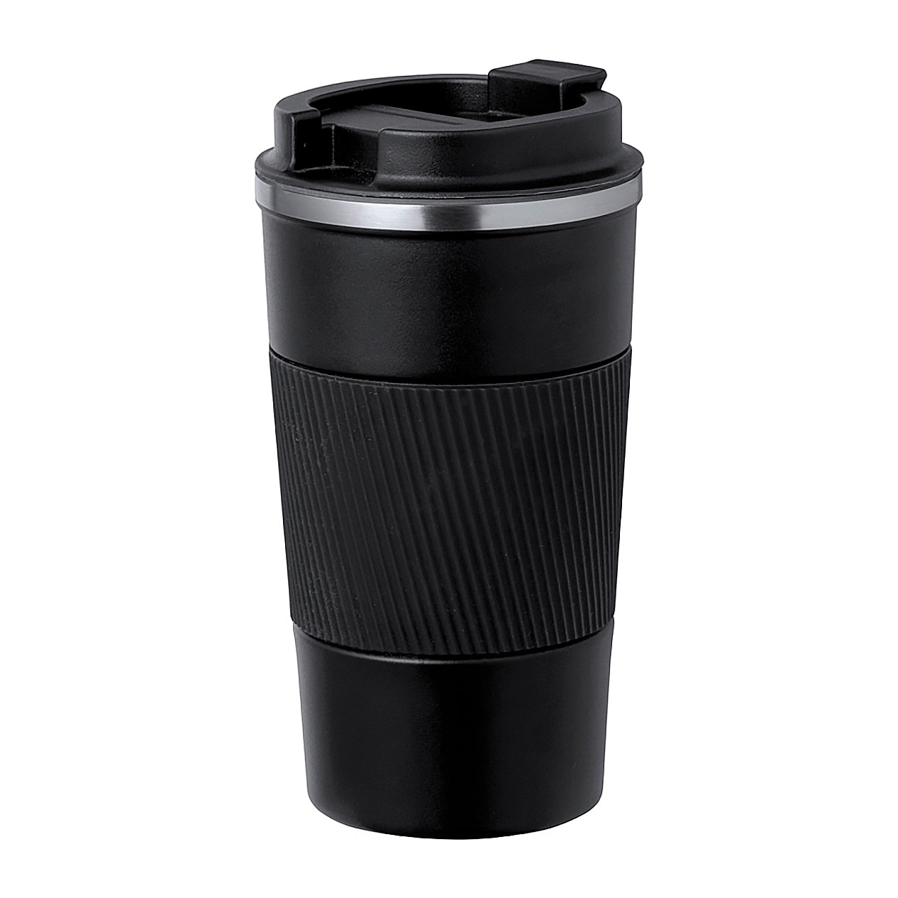 Vaso térmico en acero inox de doble pared y 400 ml de capacidad. Con dosificador en tapa y abrefácil, banda de silicona a juego y base antideslizante. Libre de BPA.