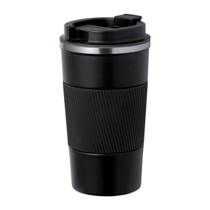 Vaso térmico en acero inox de doble pared y 400 ml de capacidad. Con dosificador en tapa y abrefácil, banda de silicona a juego y base antideslizante. Libre de BPA.