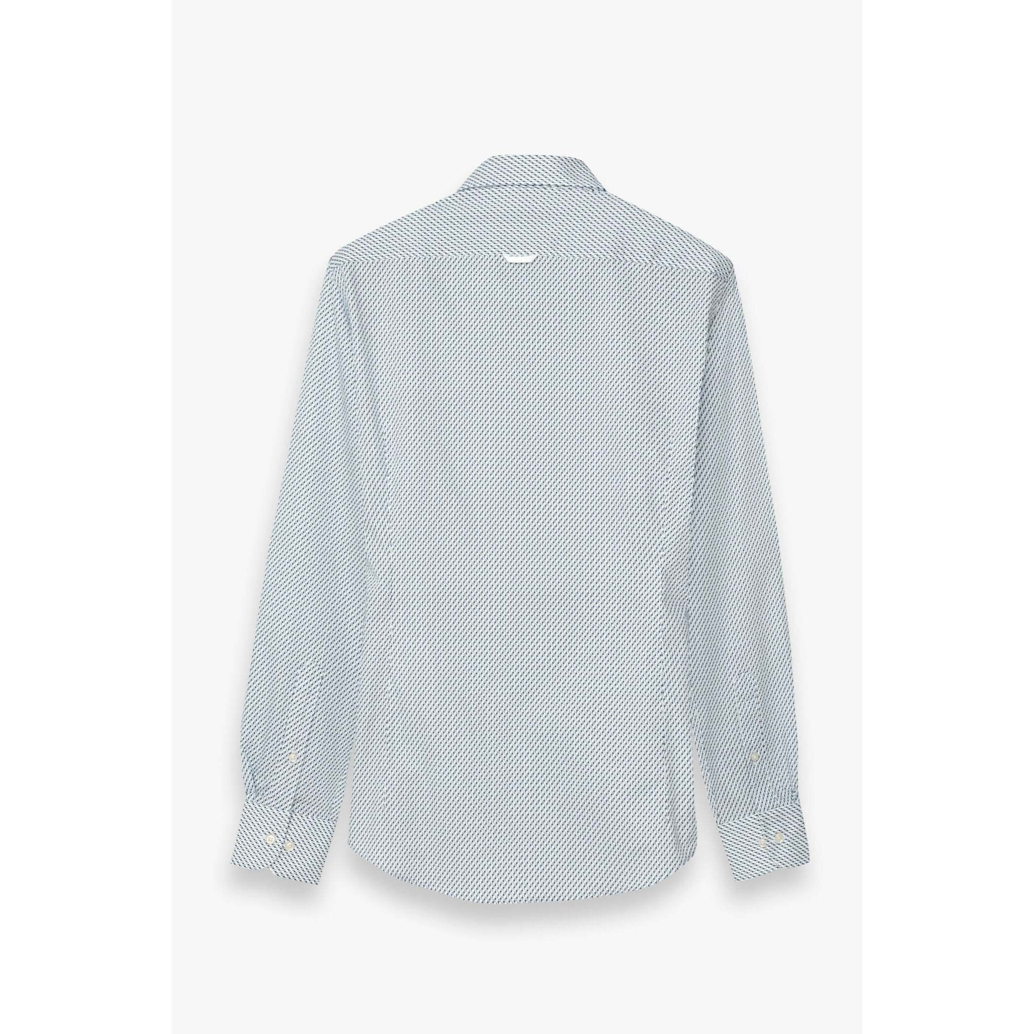 camicia uomo 1 bottone button down slim Armaturato Stampato Bianco e Blu