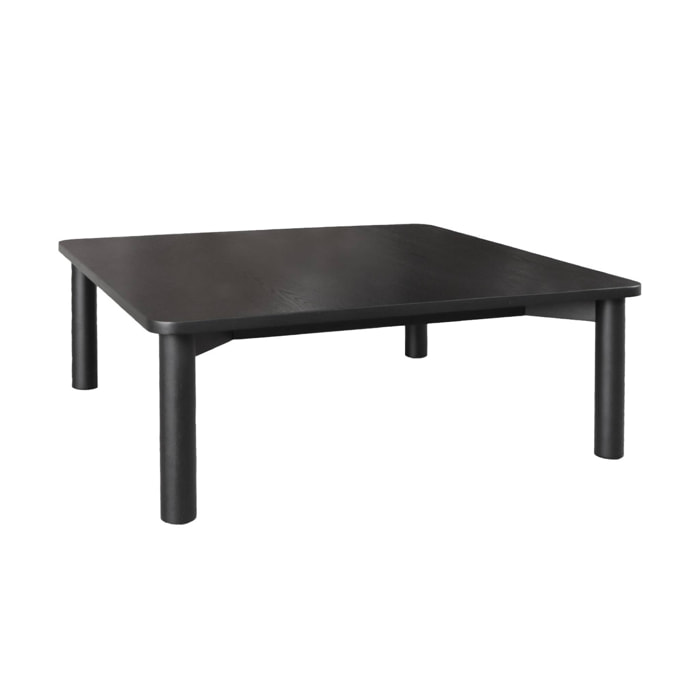 Table basse carrée bois d'hévéa placage chêne noir - 100 x 100 x 35 cm - Solène