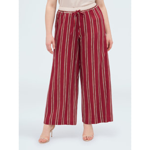 Fiorella Rubino - Pantalones Wide Leg de viscosa a rayas - Burgundy