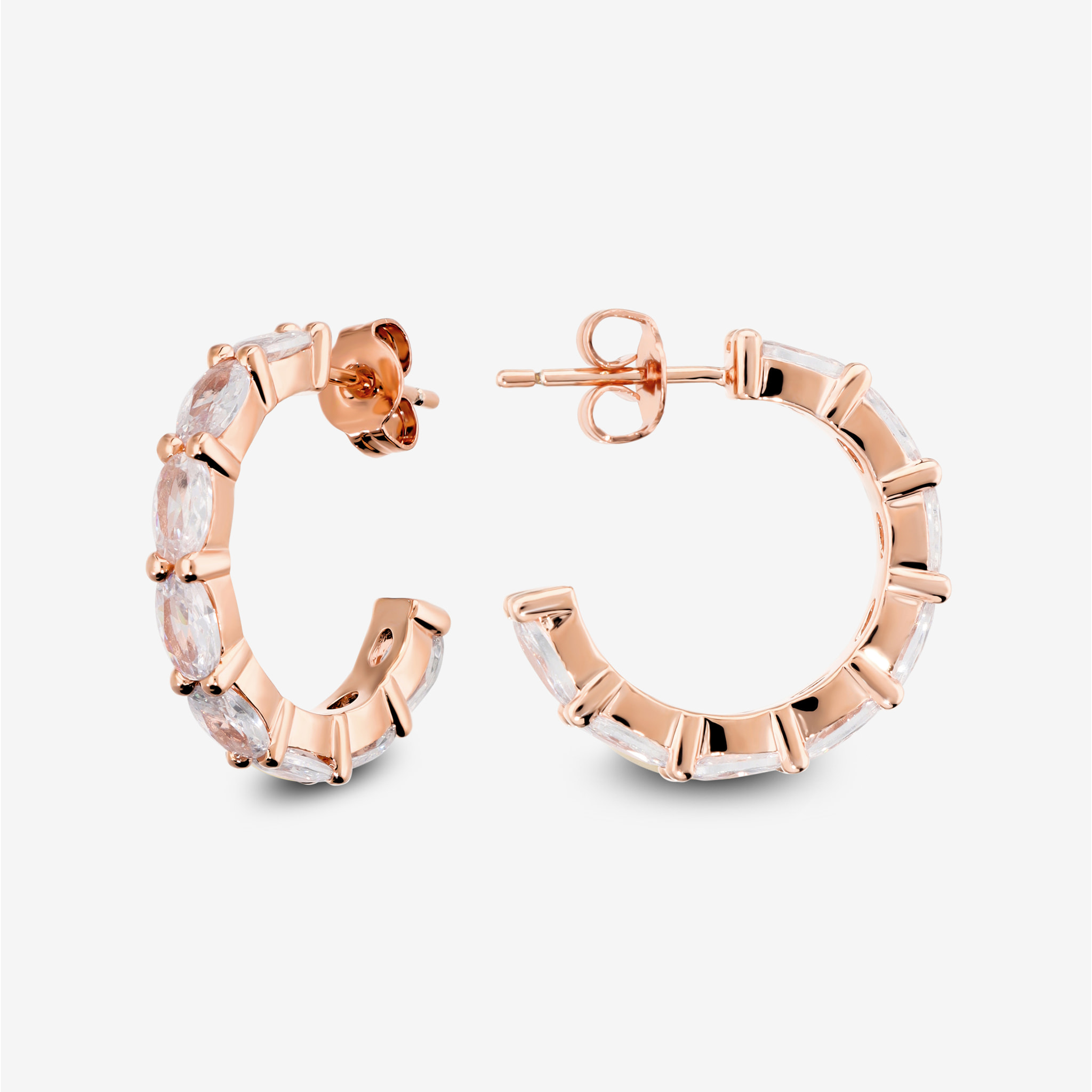 Orecchini a Semicerchio con Cubic Zirconia placcati Oro Rosa 18Kt