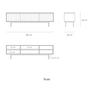 Mueble de televisión Sierra 2 puertas y 3 cajones negro y roble