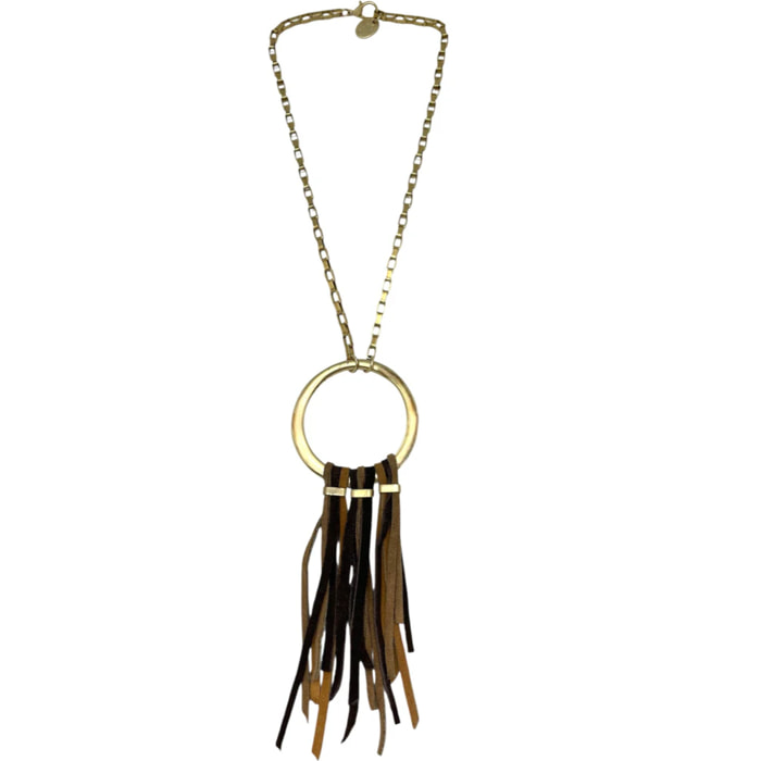 Collar Flecos largos piel en marrones dorado latón