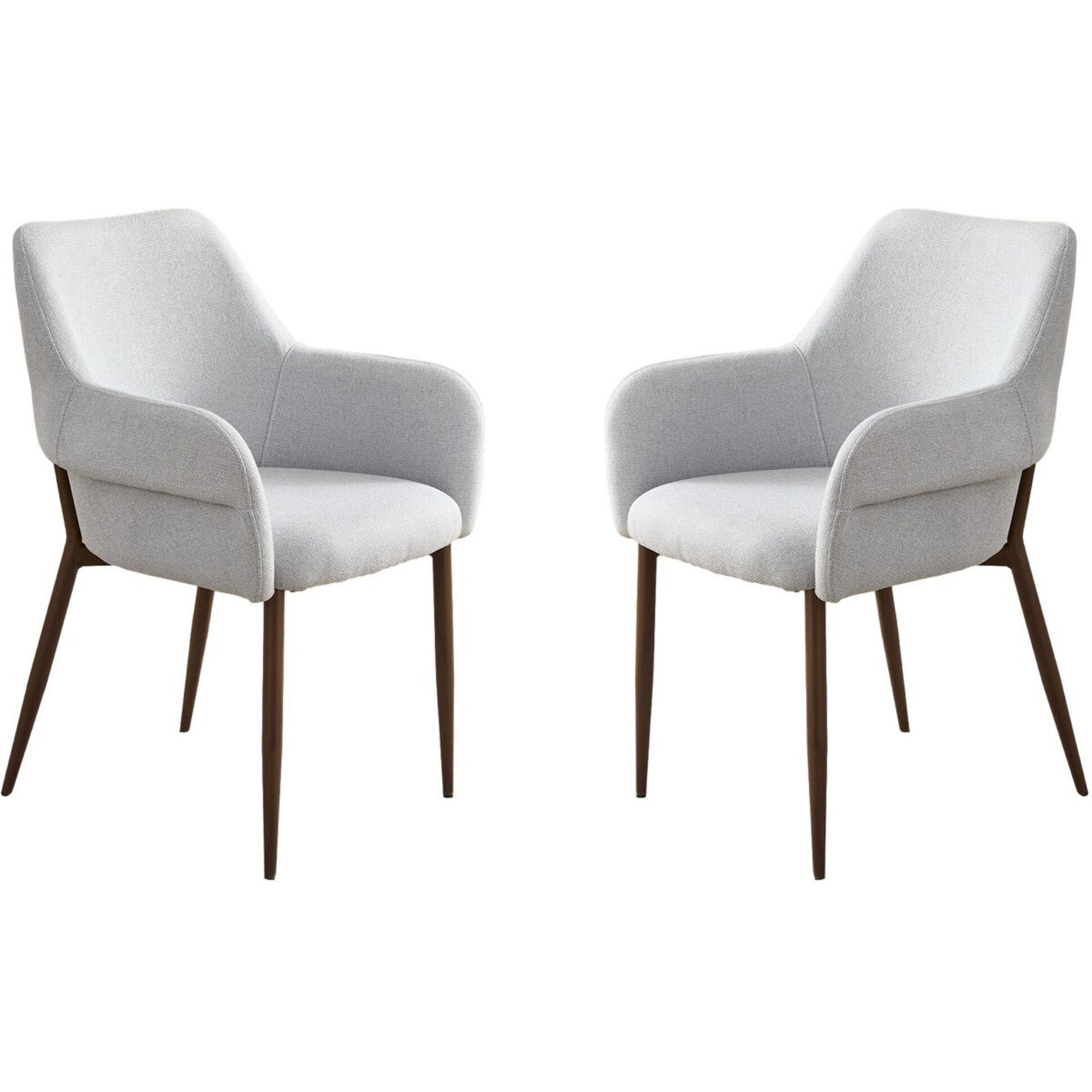 Lot de 2 chaises de salle à manger avec accoudoirs "Jade" - Gris clair