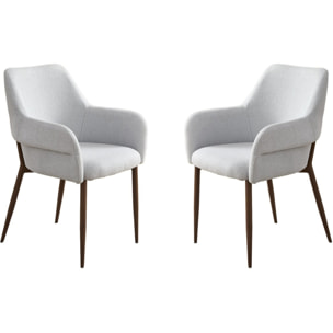 Lot de 2 chaises de salle à manger avec accoudoirs "Jade" - Gris clair