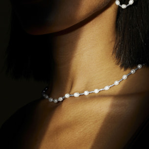 Collar de Perla Blanca acabado en rodio
